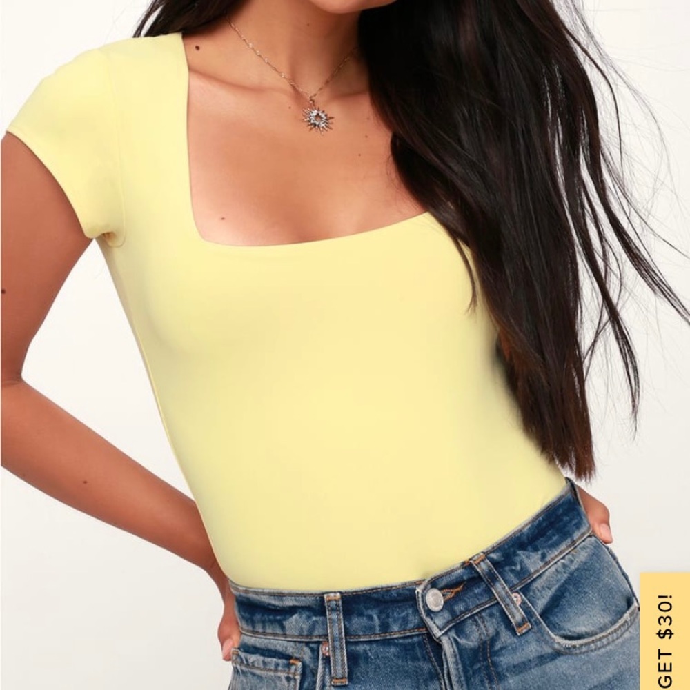 Free People Yellow Bodysuit